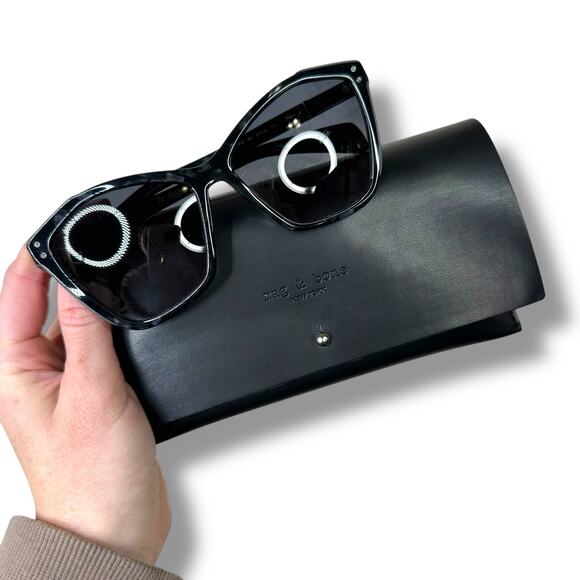 Rag & Bone NWOT Black Pearl Grey Gradient Eyewear Sunglasses with Sunglass Case - Picture 2 of 15